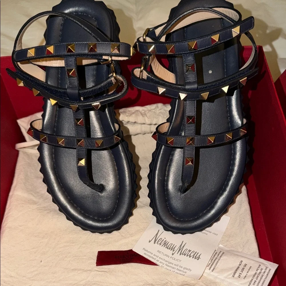 Valentino Black Sandals with Gold Studs - Picture 7 of 7